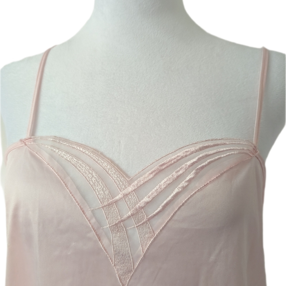 Vintage Lingerie Deux Belles 80's 90's Sz L Pink Satin Spaghetti Strap Camisole